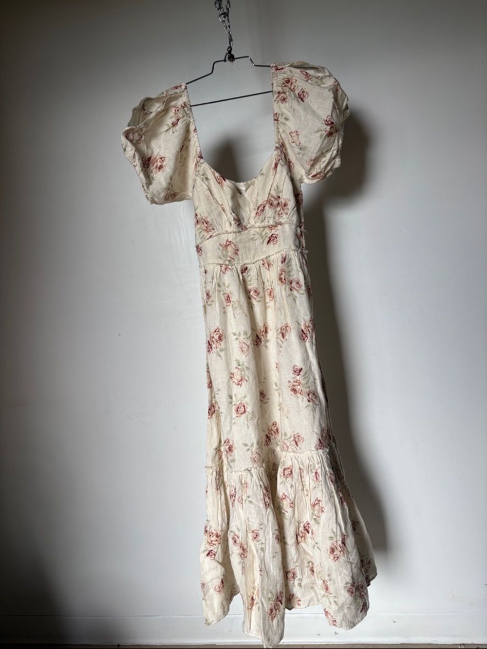 LoveShackFancy Angie Dress Dream Cream Maxi Dress with Vintage Rose Print 🥀 - Picture 2 of 12